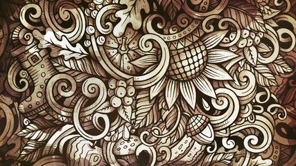 Doodles graphic grunge Autumn illustration.