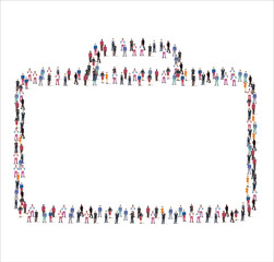 Large group of people illustration flat. forming the briefcase symbol on white background. Vector illustration, Group, People set