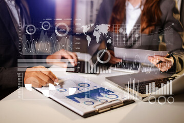 Intelligence (BI) and business analytics (BA) with key performance indicators dashboard concept.StartUp Programming