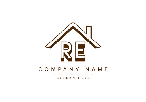 Alphabet letters RE home or house logo for real estate