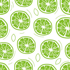 Seamless pattern with lime slices. Vector illustration.