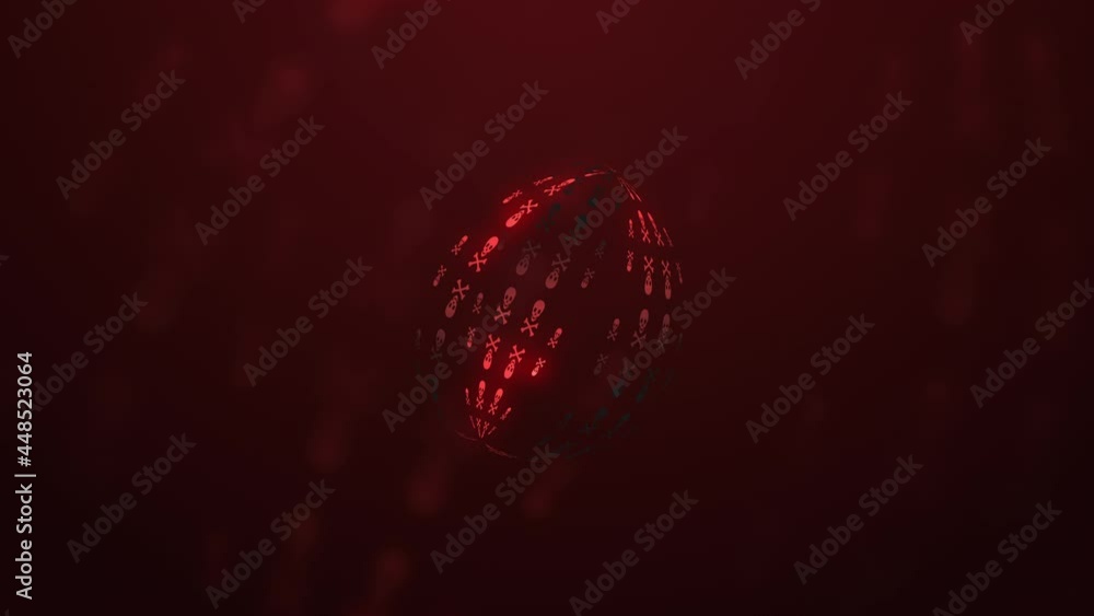 Aufkleber abstract sphere with illuminating symbols of skull and crossbones in a dark space. spherical object 