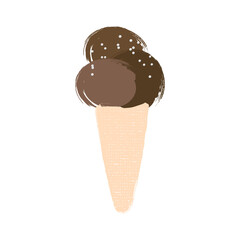 Chocolate ice cream illustration in cartoon style isolated on white