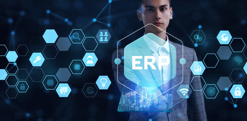 Business, Technology, Internet and network concept. Enterprise Resource Planning ERP corporate...