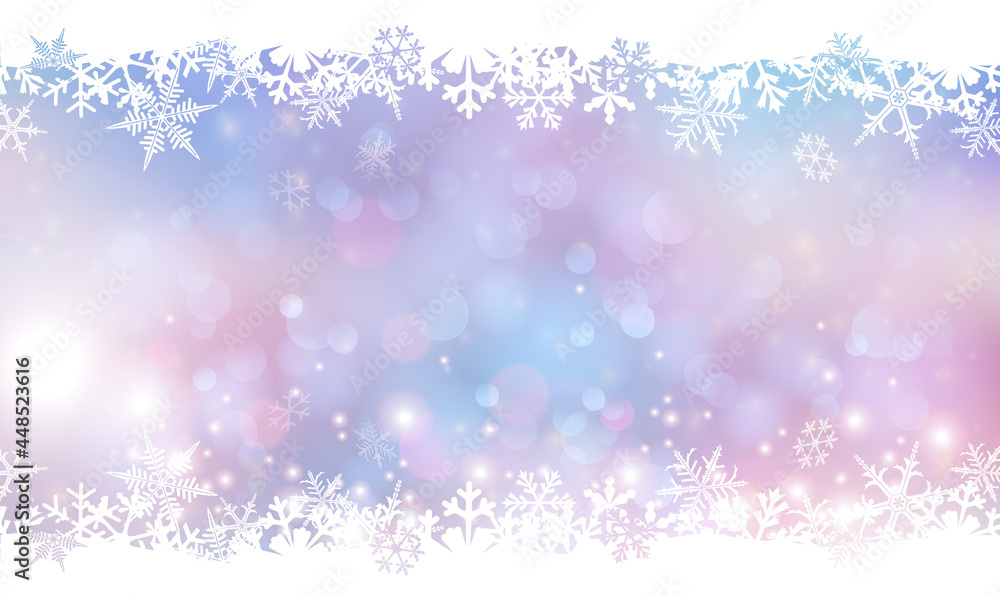 Poster winter background with beautiful various snowflakes. snow frost effect. winter abstract snowflakes b