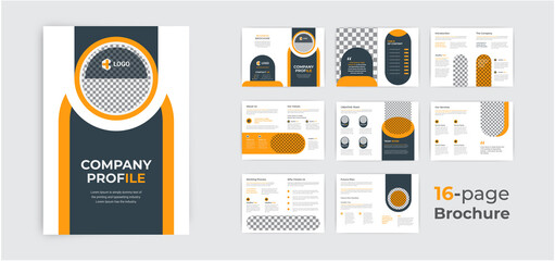 brochure template layout design, 16 page corporate brochure editable template layout, with simple style and modern layout brochure template design.