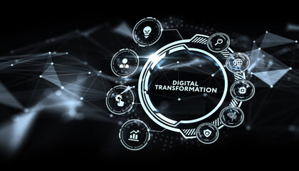 Concept of digitization of business processes and modern technology. Digital transformation
