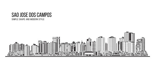 Naklejka premium Cityscape Building Abstract Simple shape and modern style art Vector design - Sao Jose dos Campos