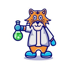 cute professor tiger cartoon animal
