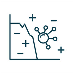 Virus and incidence curve line icon isolated vector. Editable stroke symbol. Vaccines against virus, vaccination sheldule, anti vaccine, shield virus. Flu, hepatitis, measles covid prevention