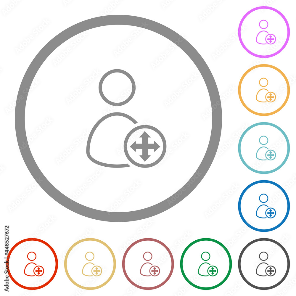 Poster move user outline flat icons with outlines