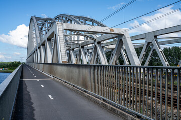 Steel railroad bridge - 448527608