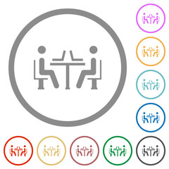Internet cafe flat icons with outlines