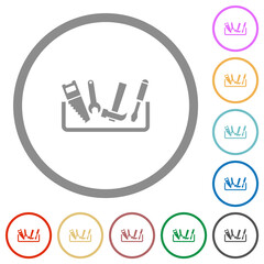 Toolbox flat icons with outlines