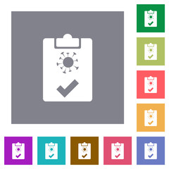 Covid test passed square flat icons