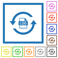 Log file rotation flat framed icons