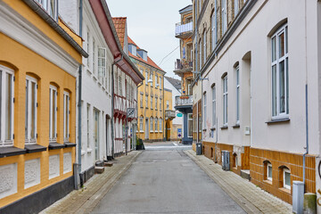 old danish houses in a narrow street