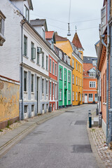 Fototapeta na wymiar old danish houses in a narrow street