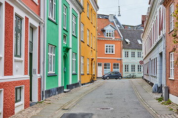 old danish houses in a narrow street