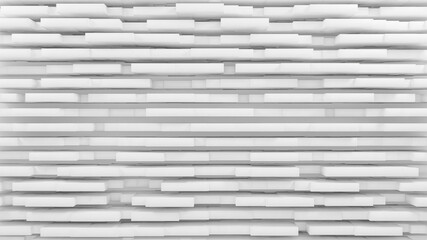 Abstract white rectangle tile background, creative geometry block pattern for business presentation wallpaper, minimal interior geometric wall 3D illustration
