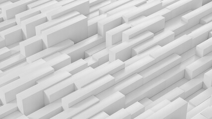 Abstract white rectangle tile background, creative geometry block pattern for business presentation wallpaper, minimal interior geometric wall 3D illustration
