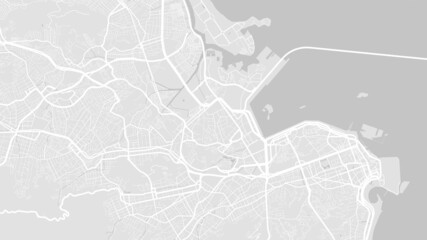 White and light grey Rio de Janeiro City area vector background map, streets and water cartography illustration.