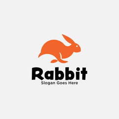 Obraz premium Simple Flat Running Rabbit Logo Design Template. Suitable for Rabbit Pet Shop Delivery Sport Business Brand Company Etc.