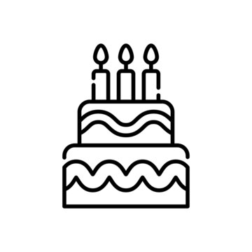 Birthday cake vector outline icon style illustration. EPS 10 File