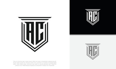 Initials AC logo design. Luxury shield letter logo design.