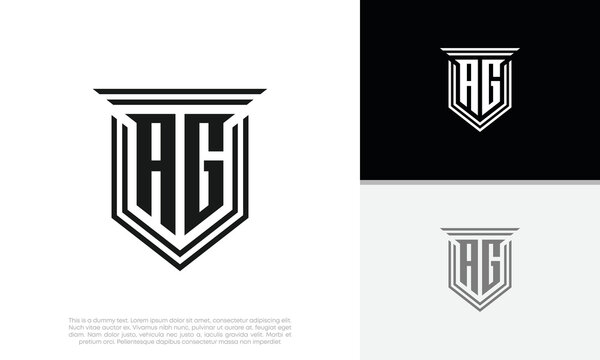 Initials AG logo design. Luxury shield letter logo design.