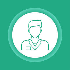 Doctor in uniform color button icon. Medical service.