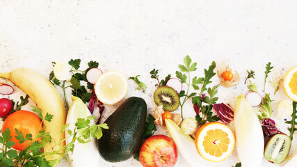 Healthy food background. Fresh vegetables on white background