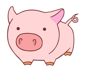Pig cartoon cute animal isolated colorful illustration