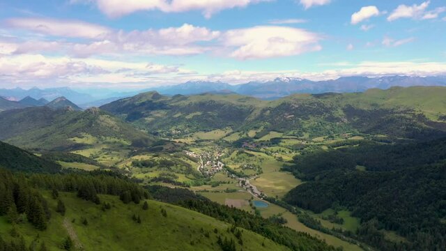aerial landscape on the city of gresse en vercors