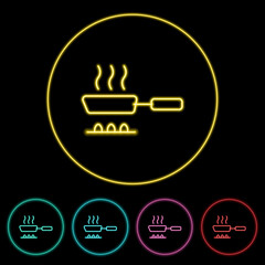 Cooking Flat Icon Neon Style. Cooking icon vector illustration design element with four color variations. Cooking Icon Neon Style. Cooking Icon flat design. Vector illustration. All in a single layer.