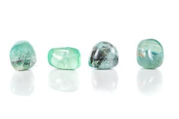 Macro mineral stone Fluorite crystal on a black background