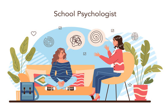 Psychology school course. School psychologist consultation. Mental