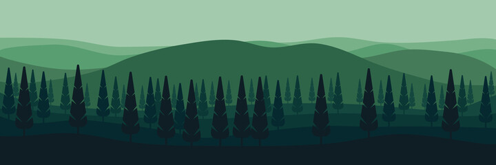 mountain flat design in green color scheme vector illustration good for web banner, background, backdrop, wallpaper, design template, and tourism design