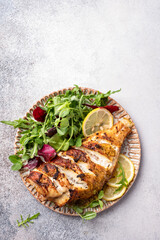 Pan roasted sea bass fish and green salad