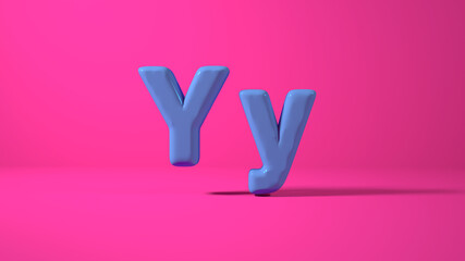 3D rendering pink bubble plastic on pink background lettle y