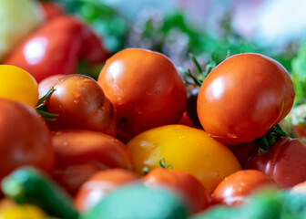 color photo with autumn vegetables on the table, different colors, shapes and types of vegetables prepared for home canning, autumn harvest time