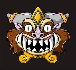 The monster of the warrior mask with the colorful style