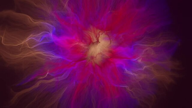 Colorful glowing lattice cosmic string, stars,  filaments and hair structures. 3d animation rendering