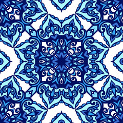 Geometric style blue and white azulejo tile ceramic design