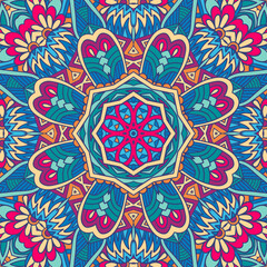 Festive medallion mandala Boho style ornaments. Abstract geometric vector ethnic seamless pattern design