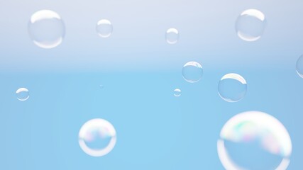Rendered Bubbles on Light Blue Gradient
