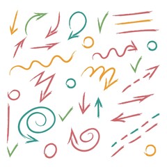 Set of hand drawn arrows in brush stroke style. Vector illustration.