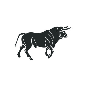 Bull Animal Icon Silhouette Illustration. Farm Cattle Vector Graphic Pictogram Symbol Clip Art. Doodle Sketch Black Sign.