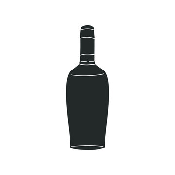 Bottle Drink Icon Silhouette Illustration. Beverage Glass Vector Graphic Pictogram Symbol Clip Art. Doodle Sketch Black Sign.