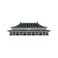 Bei Jing apm, Wang Fu Jing, Dongcheng Qu, Beijing Shi, China Temple Icon Silhouette Illustration. Asian Architecture Vector Graphic Pictogram Symbol Clip Art. Doodle Sketch Black Sign.